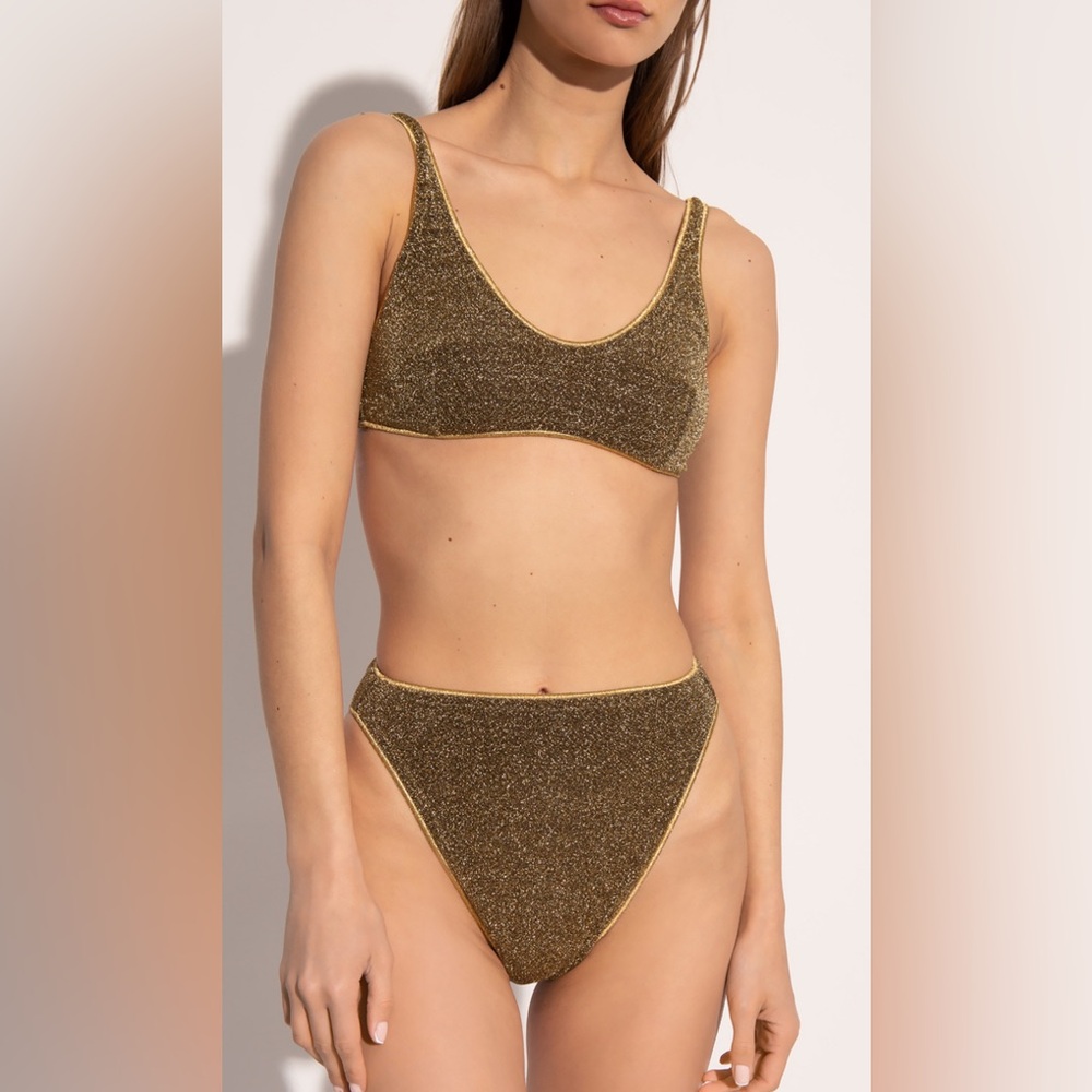 OSEREE SIZE SMALL LUMIERE BRA SPORTY LUREX SAND SMALL BOTTOMS